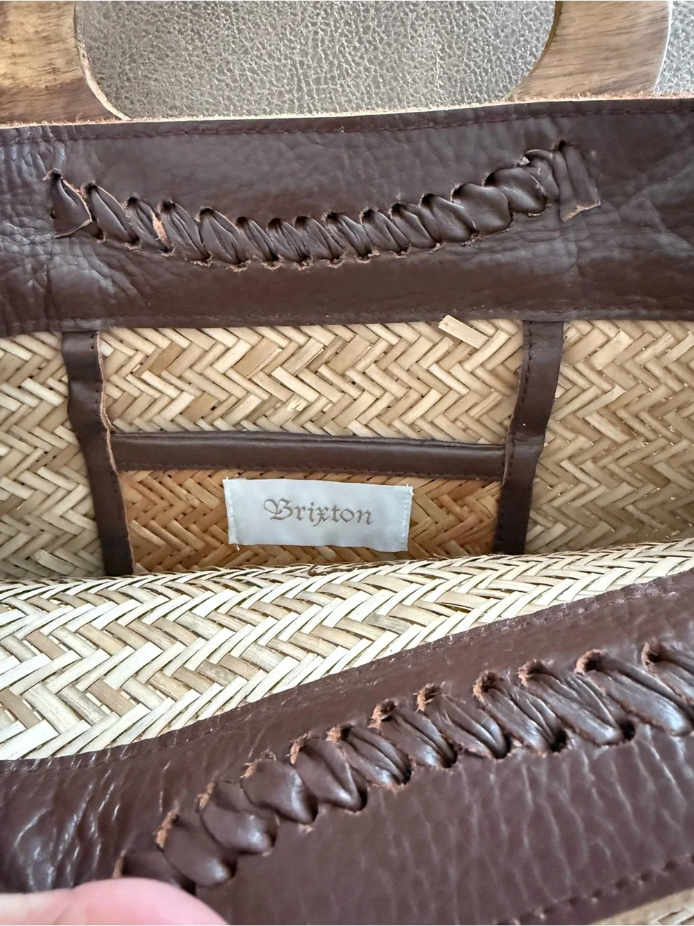 Brixton Woven Straw Handbag Wooden Handle Boho‎ Resort Beach Clutch Purse